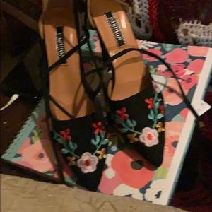 Embroidered high heels